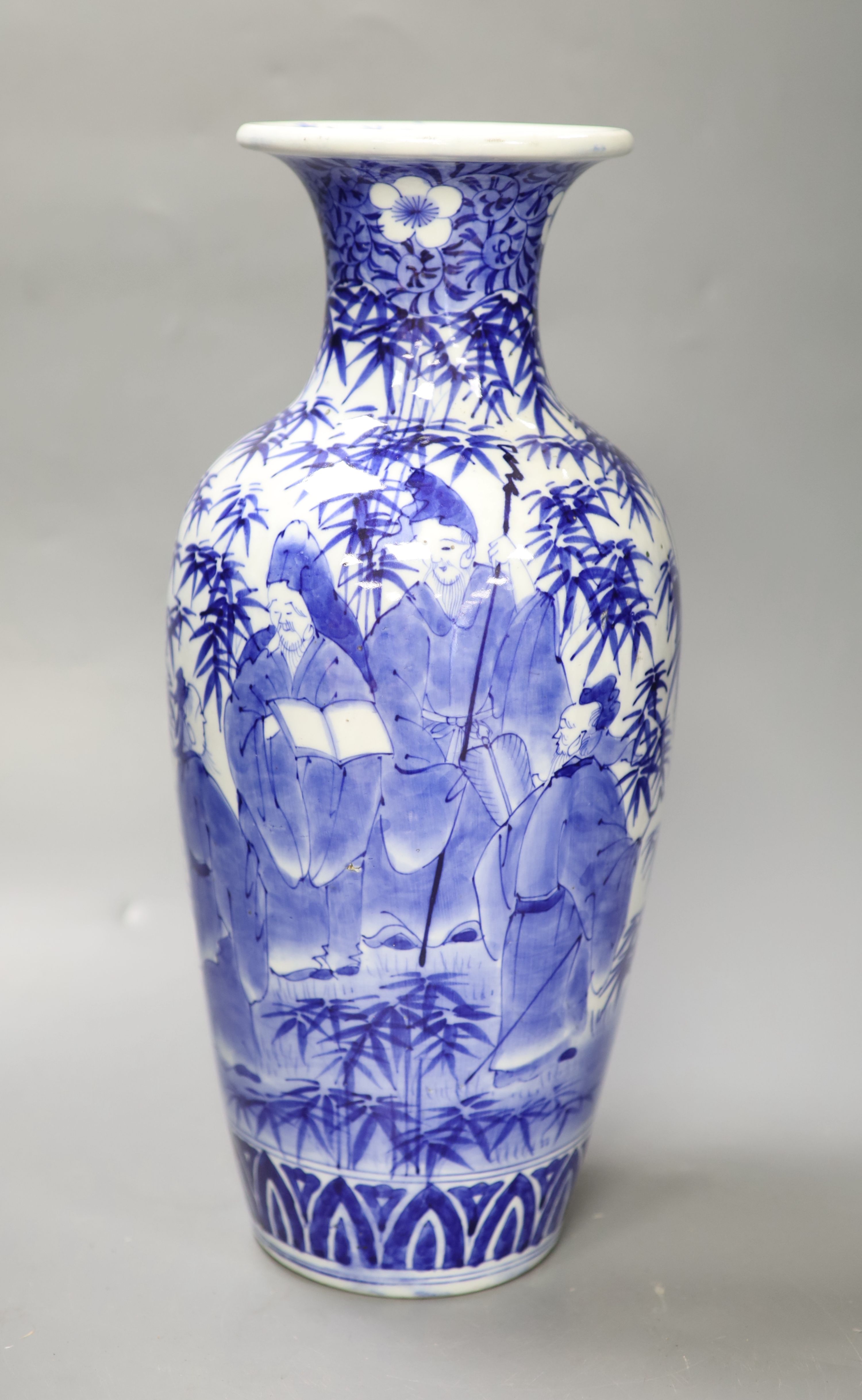 A Japanese blue and white vase, height 40cm